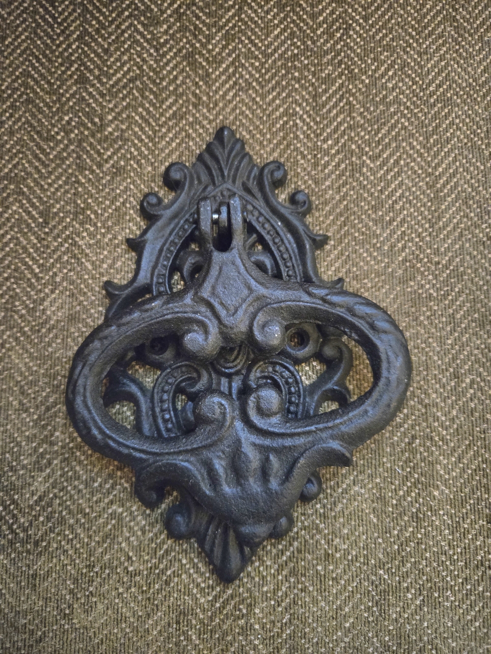 Decorative Black Cast Iron Door Knocker - Vintage Style Working